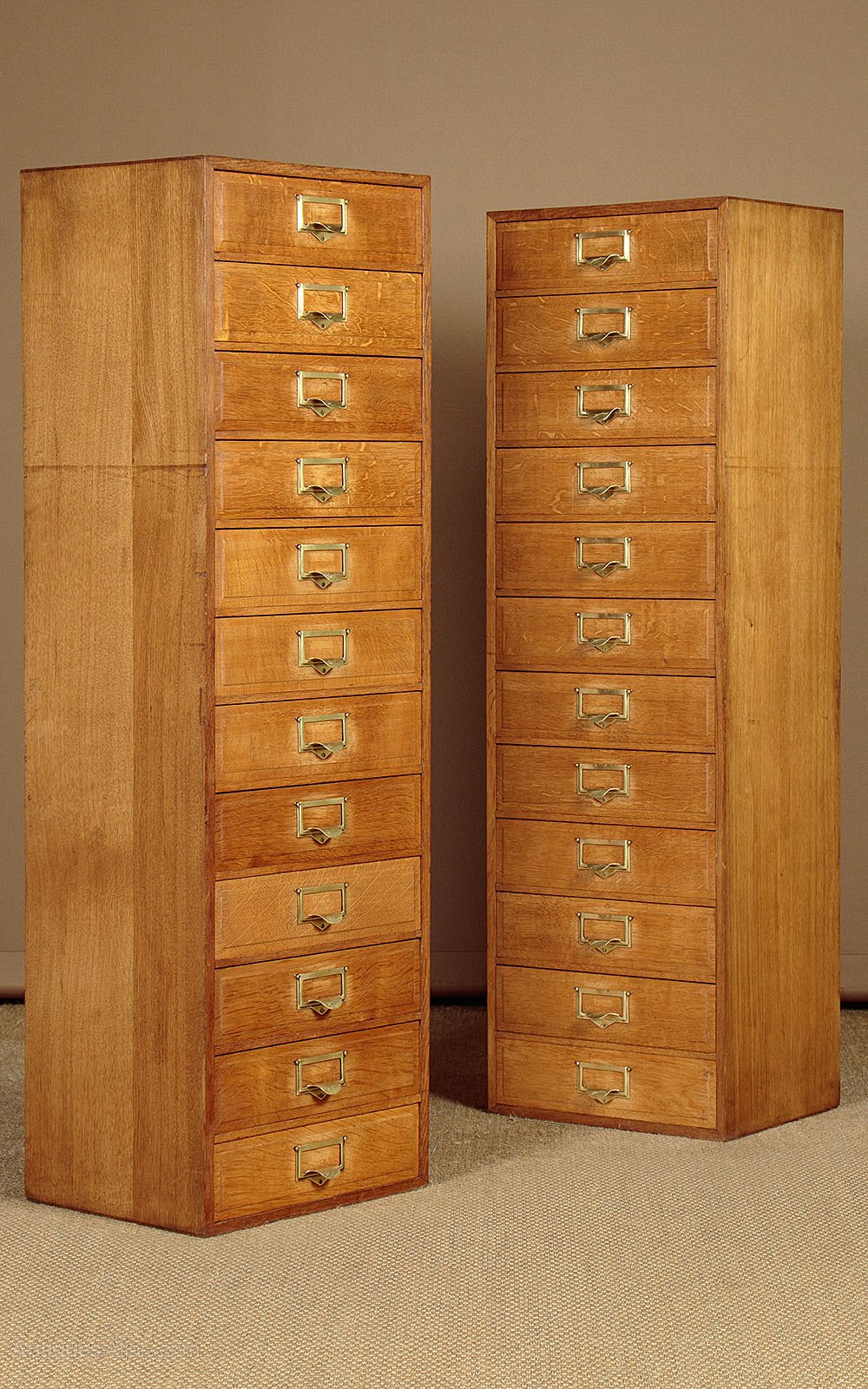 Pair Of Narrow Oak Filing C.1920. Antiques Atlas