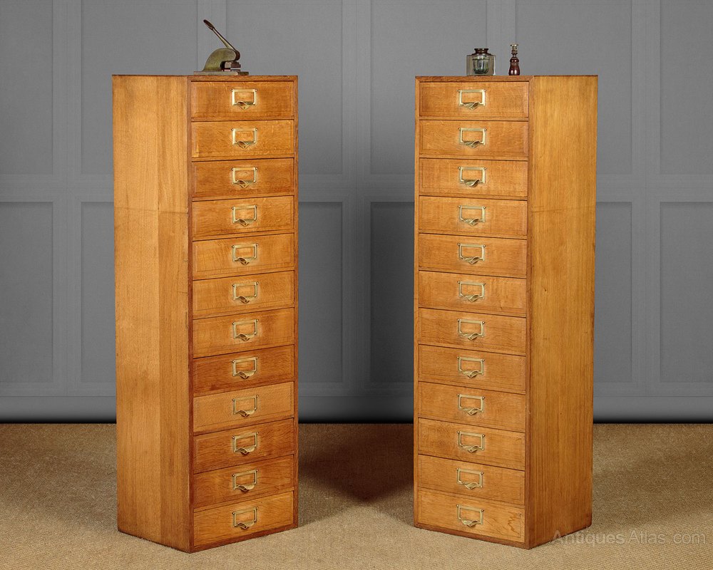Pair Of Narrow Oak Filing C.1920. Antiques Atlas