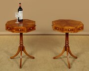 Pair Of Octagonal Yew Wood Side Tables