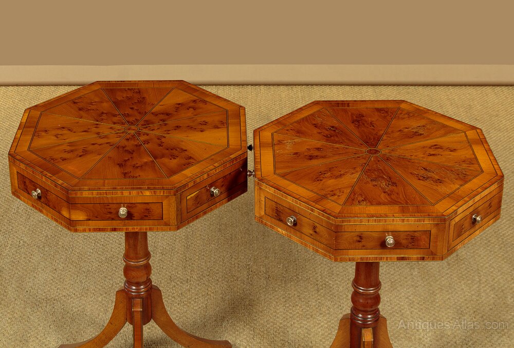 Octagonal Timber Table Antiques Atlas - Pair Of Octagonal Yew Wood Side Tables ac049a11429 / 38285