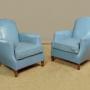 Pair of Pale Blue Leather Armchairs c.1950