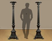 Pair Of Six Foot Tall Cast Iron Candelabra