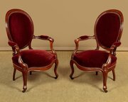 Pair Of Walnut Armchairs C.1880