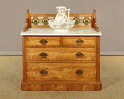 Satin Birch & Marble Top Chest Of Drawers C.1880