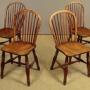 Set of Four Yew and Elm Kitchen Chairs c.1860