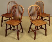 Set Of Four Yew And Elm Kitchen Chairs C.1860