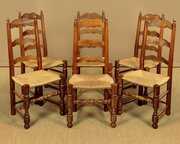 Set Of Six Ladderback Dining Chairs C.1930