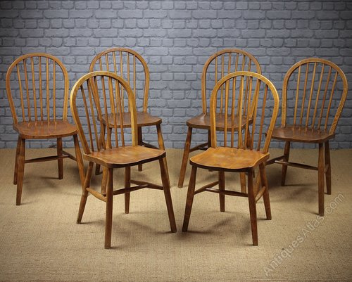Six Small Stick Back Cottage Kitchen Dining Chairs - Antiques Atlas - Six Small Stick Back Cottage Kitchen Dining Chairs - Antiques Atlas