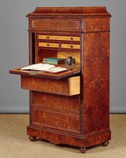 Small Amboyna Secretaire Abattant Or Bureau C.1890