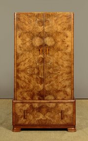 Small Art Deco Burr Walnut Wardrobe C.1930