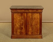 Small French Walnut Marble Top Side Cabinet C.1840