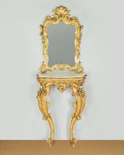 Small Gilded Console Table & Mirror C.1900