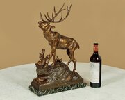 Spelter Sculpture Of A Stag At Bay C.1930