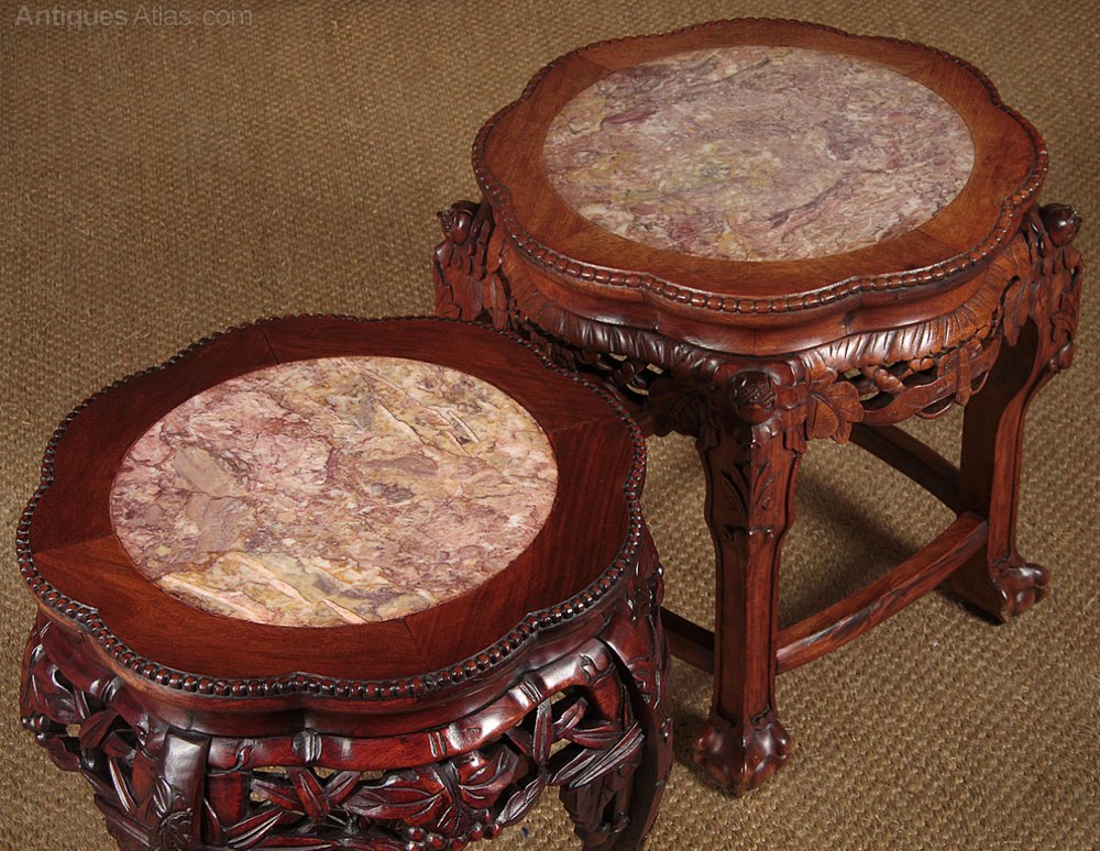 Two Chinese Marble Top Side Tables C.1960 Antiques Atlas