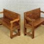 Two Rustic Oak Hall Benches c.1880
