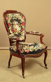 Walnut Armchair With Needlework Covers C.1880