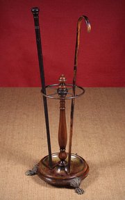 Walnut & Brass Stick Stand C.1880.