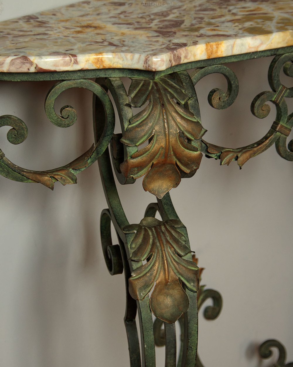 Wrought Iron & Marble Top Console Table C.1930 Antiques Atlas