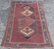 Distressed Antique Afshar Tribal Rug. 155cm X 123c