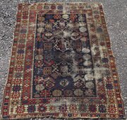 Distressed Antique Caucasian Daghestan Rug. 142cm 