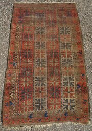 Distressed Antique Tribal Baluch Prayer Rug.