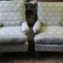 Pair Howard And Sons Open Armchairs.