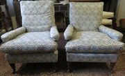 Pair Howard And Sons Open Armchairs.