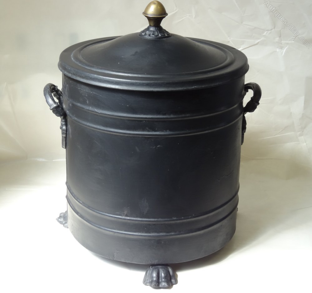 Antiques Atlas Antique Edwardian Metal & Brass Coal Bin Scuttle