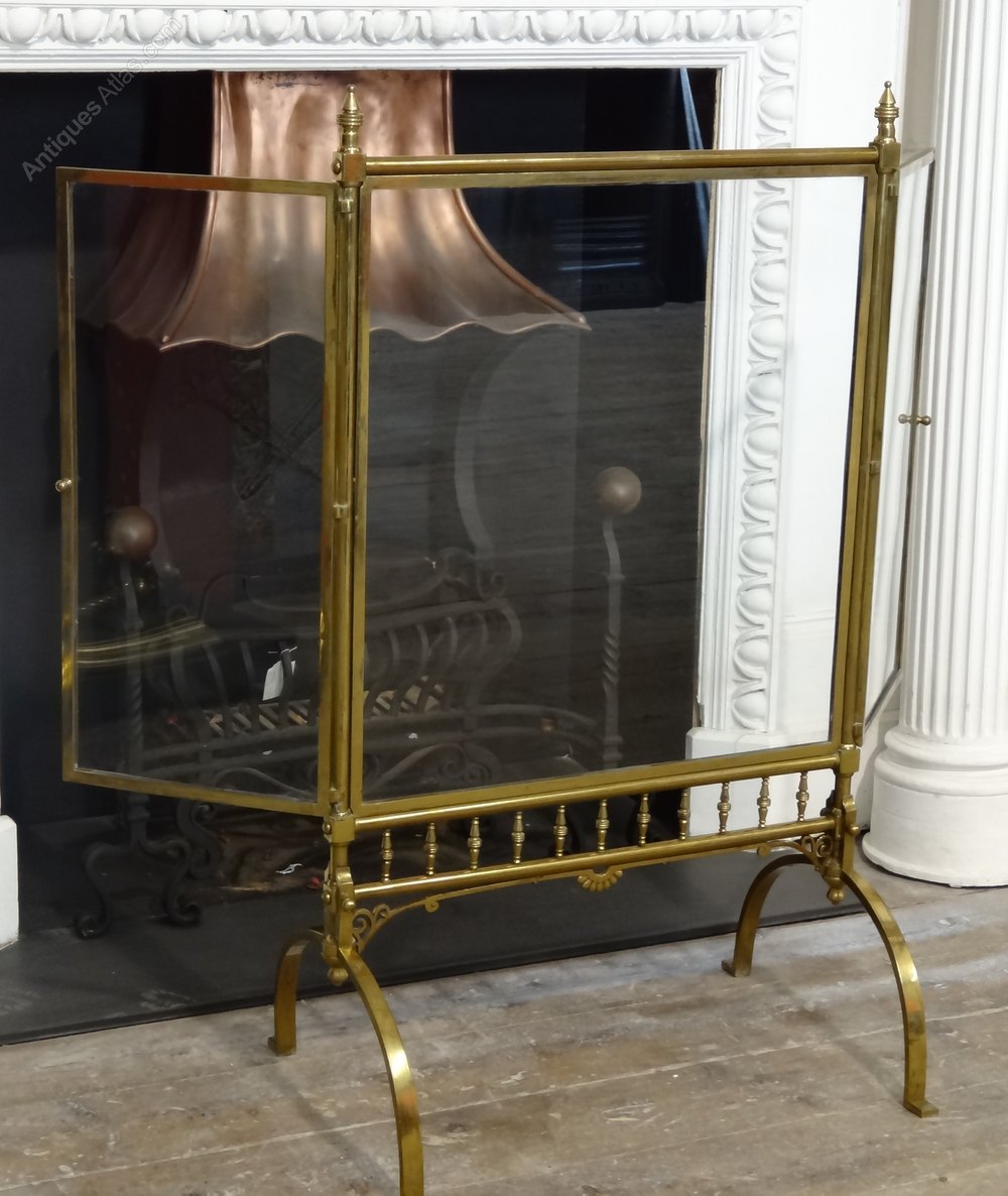 Antiques Atlas Antique Victorian Brass And Glass Fire Screen