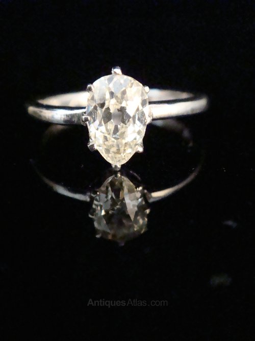 Antiques Atlas - Art Deco Platinum Old Pear Cut Diamond Ring 1.50ct