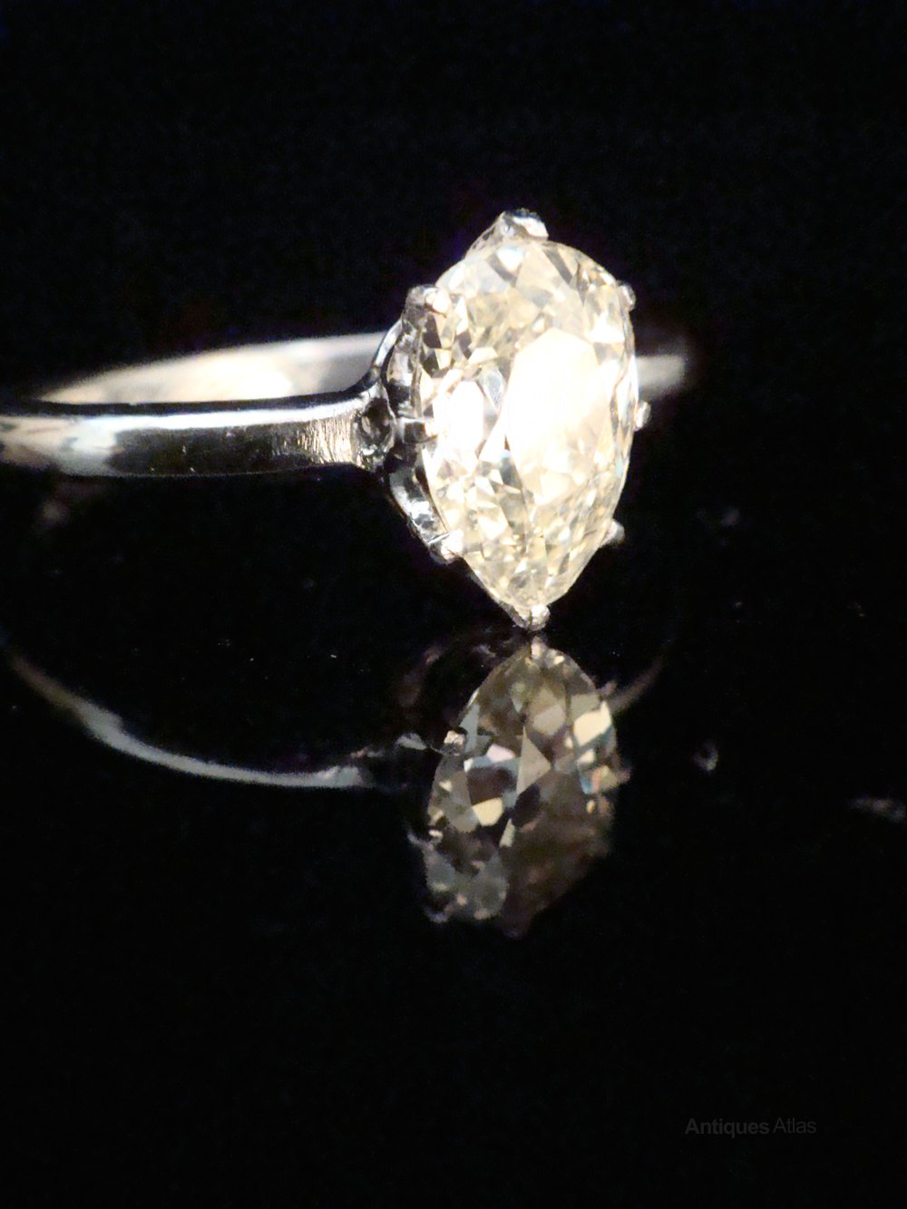Antiques Atlas - Art Deco Platinum Old Pear Cut Diamond Ring 1.50ct