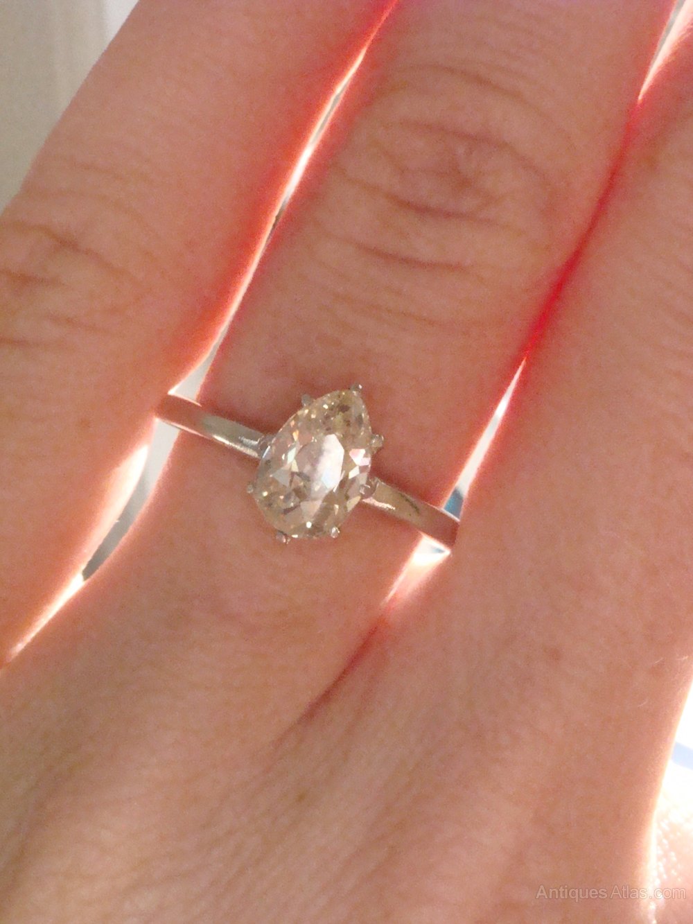 Antiques Atlas - Art Deco Platinum Old Pear Cut Diamond Ring 1.50ct