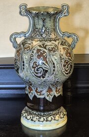Large Art Nouveau Utrecht Pottery Twin Handle Vase