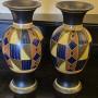 Pair incredibly rare Gouda Luka  geometric vases