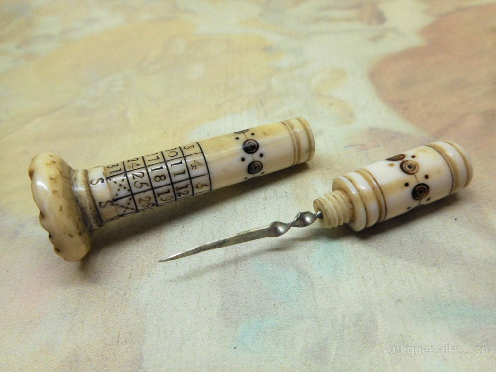 Antiques Atlas - An Ivory Toothpick With Letter Seal And Calendar.
