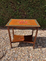 Edwardian Hand Painted Mahogany Side Table