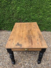 Victorian Pine Kitchen Table With Ebonised Base