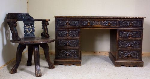 Victorian Carved Oak Writing Desk 9 Drawers Antiques Atlas Victorian Carved Oak Writing Desk 9 Drawers