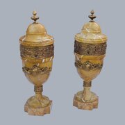 Fine Pair Of Siena Marble Cassolette Urns
