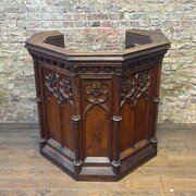 1890s Gothic Revival Carved Oak Church Pulpit