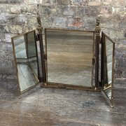 1910s Brass Triple Vanity Mirror With Lion Finials