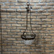 Late Victorian  Glass & Bronze Pendant Light