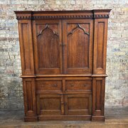 Late Victorian Gothic Revival Oak Cabinet