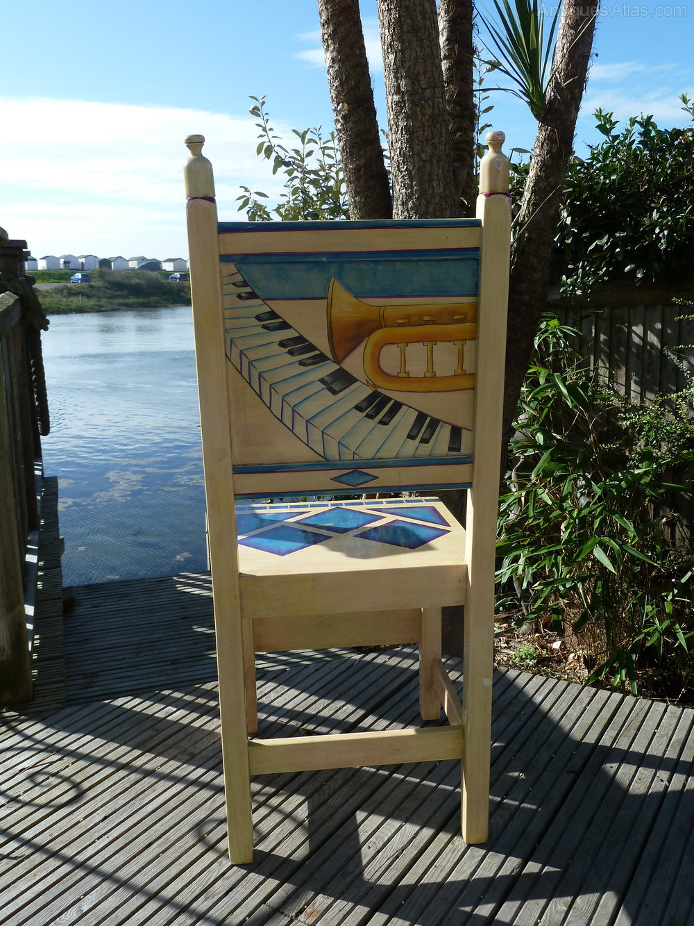 Antiques Atlas Hand Painted Retro Music Themed Chair