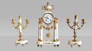 Antique White Marble And Ormolu French Clock Set