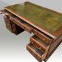 Fabulous Antique Mahogany Pedestal Desk of Great Proportions  Tooled leather hide9 drawers  3 Drawers over 6 Drawers