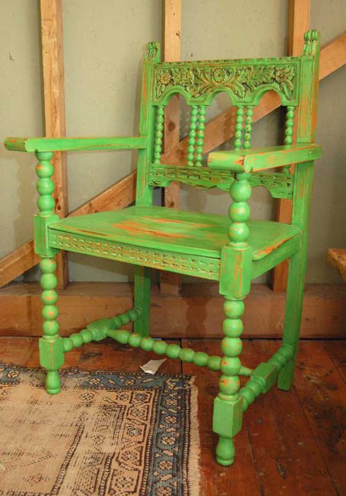 Carved & Painted Oak Hall Chair Antiques Atlas