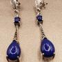 Art deco Marcasite & Lapis Lazuli Silver Earrings