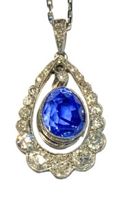 Victorian Oval Cut Ceylon Sapphire Pendant