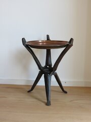 African Tribal Folding Table With Copper Top